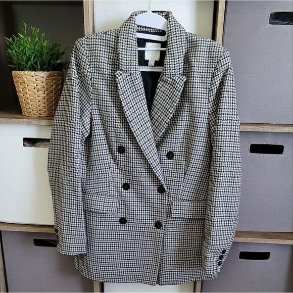 Joie Houndstooth Double Breasted Wool Blend Blazer XS (P) - Picture 2 of 12